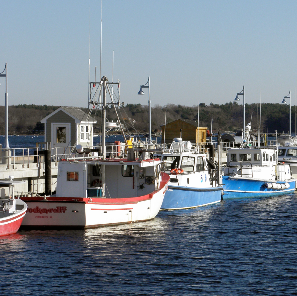 Vessels at the Coastal Marine Research Facility in New Castle, NH.