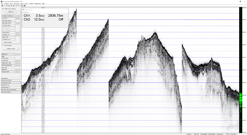 Graph showing subbottom profiler data in B&W..