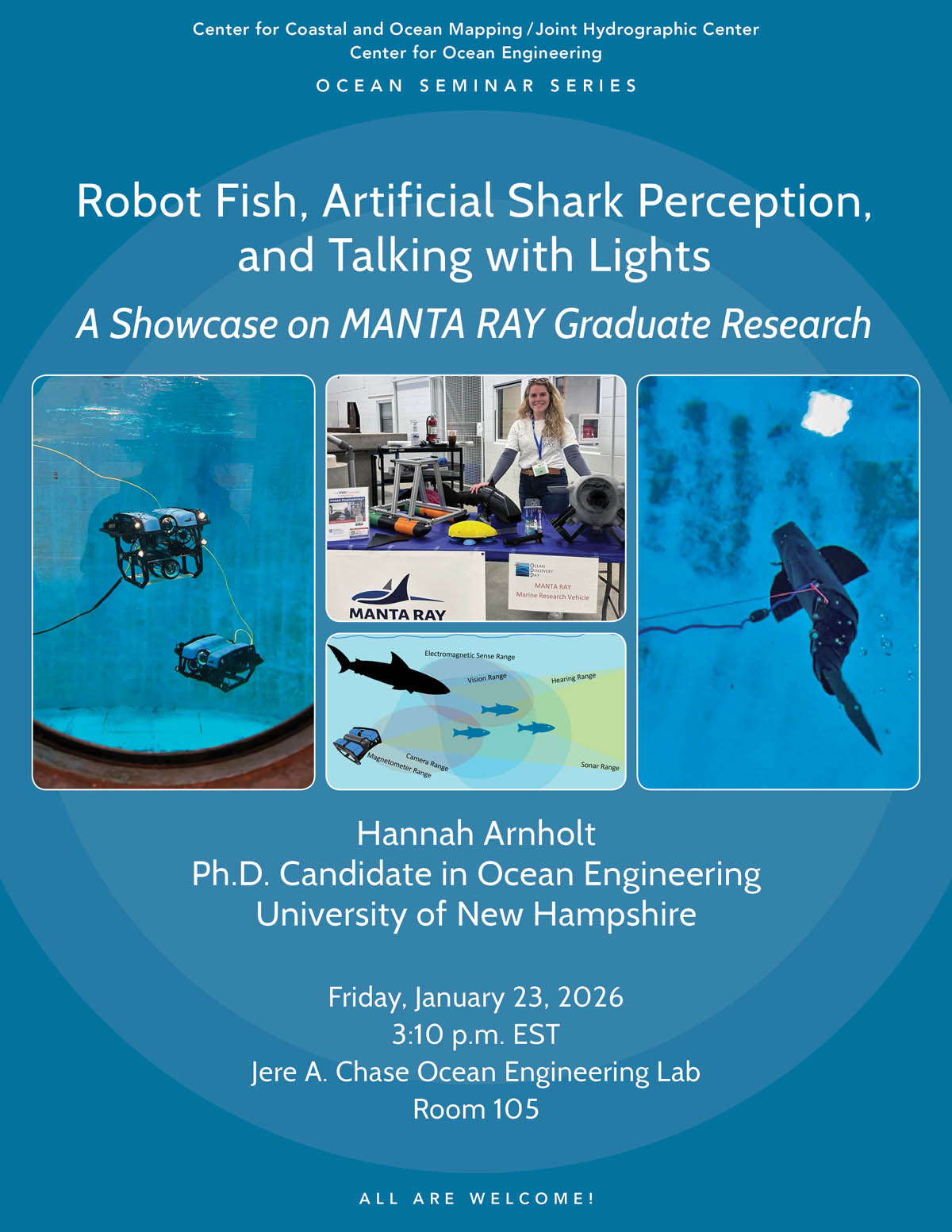 Robot Fish, Artificial Shark Perception, and Talking with Lights: A Showcase on MANTA RAY Graduate Research 