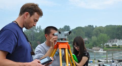 CCOM researchers leveling during research