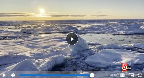 Screenshot from Chronicle segment showing field of sea ice.