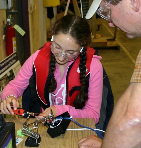 SeaPerch student soldering