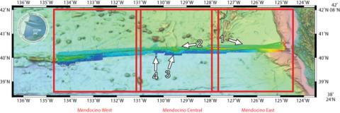 Mendocino Ridge, Pacific Ocean chart