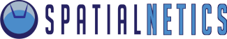 Logo for Spatialnetics with blue orb and wordmark